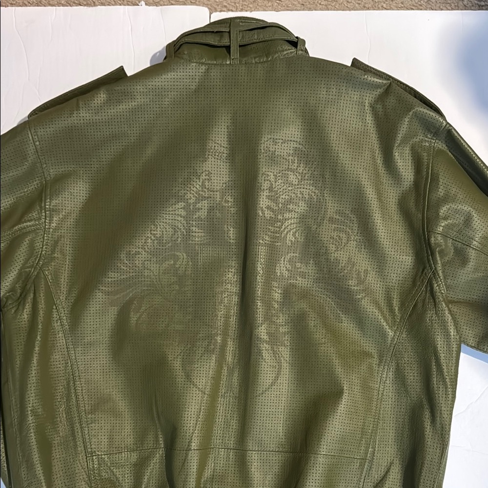 Olive Green Military Field Jacket with Stand-Up Collar - Picture 5 of 9